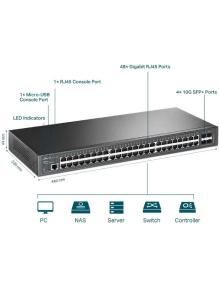 Switch Gestionable TP-Link Omada JetStream TL-SG3452X 52 Puertos/ RJ-45 10/100/1000/ SFP+ 10GBE