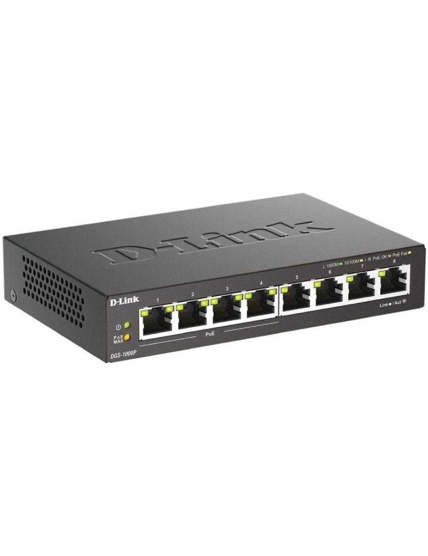 Switch D-Link DGS-1008P 8 Puertos/ RJ-45 Gigabit 10/100/1000/ PoE