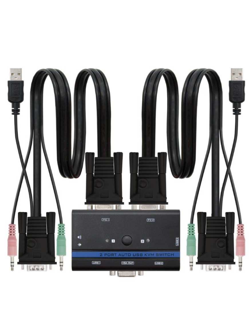 KVM Switch Nanocable 10.12.0001/ PC - CPU: 2 VGA + 2 USB + 4 JACK 3.5 / CONSOLA: 2 USB + VGA + 2 JACK 2.5/ 1.4m