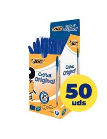 Caja de Bolígrafos de Tinta de Aceite Bic Cristal Original 8373609/ 50 unidades/ Azules