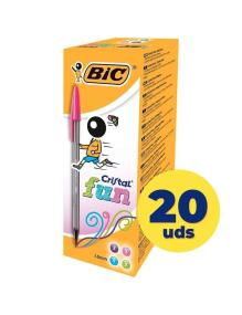 Caja de Bolígrafos de Tinta de Aceite Bic Cristal Fun 895793/ 20 unidades/ Colores Surtidos