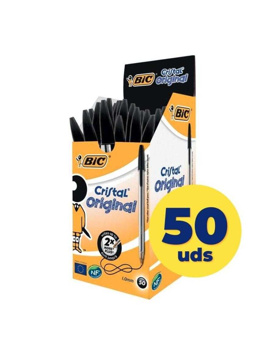 Caja de Bolígrafos de Tinta de Aceite Bic Cristal Original 8373639/ 50 unidades/ Negros