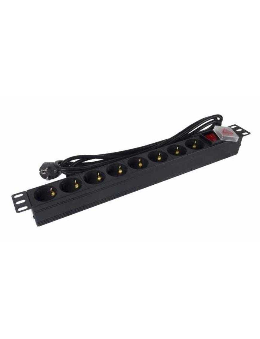 Regleta con Interruptor Phasak BNS 1520/ 8 Tomas de Corriente/ Cable 3m/ Negro