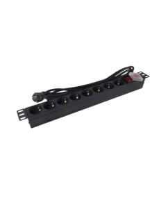 Regleta con Interruptor Phasak BNS 1520/ 8 Tomas de Corriente/ Cable 3m/ Negro