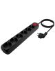 Regleta con Interruptor Aisens A154-0536/ 6 Tomas de Corriente/ Cable 1.4m/ Negro