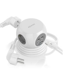 Regleta con Interruptor Aisens ASPS-2A2C04-W/ 3 Tomas de Corriente/ 2 USB Tipo-C/ 2 USB/ Cable 1.4m/ Blanco