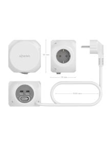 Regleta con Interruptor Aisens ASPS-2A2C04-W/ 3 Tomas de Corriente/ 2 USB Tipo-C/ 2 USB/ Cable 1.4m/ Blanco