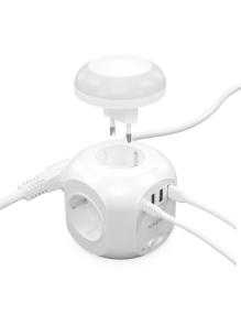 Regleta con Interruptor y Luz Nocturna Aisens ASPS-3A1CL01-W/ 4 Tomas de Corriente/ 1 USB Tipo-C/ 3 USB/ Cable 1.8m/ Blanco