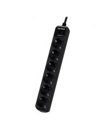 Regleta con interruptor Cyberpower B0620SC0-DE/ 6 Tomas de corriente/ Cable 1.8m/ Negra