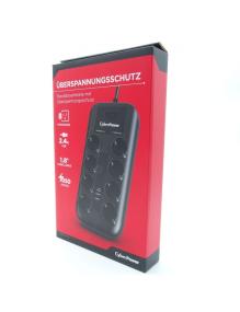 Regleta con Interruptor Cyberpower P0820SUD0-DE/ 8 Tomas de corriente/ 2 USB/ Cable 1.8m/ Negra