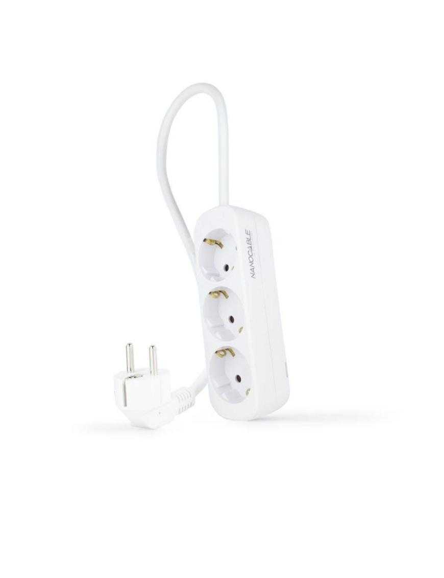 Regleta Nanocable 10.38.0003-NS/ 3 Tomas de Corriente/ Cable 1.4m/ Blanca