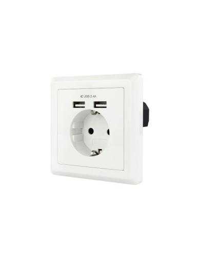 Roseta de Pared Nanocable 10.35.0010/ 1 Schuko/ 2 USB