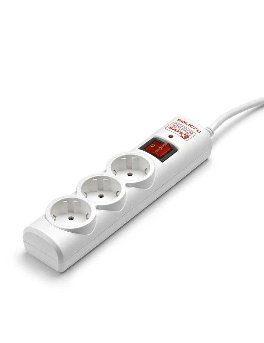 Regleta con interruptor Salicru SPS SAFE 3/ 3 Tomas de corriente/ Cable 1.5m/ Blanca