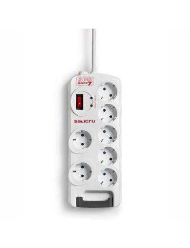 Regleta con interruptor Salicru SAFE 7/ 7 Tomas de corriente/ Cable 1.8m/ Blanca