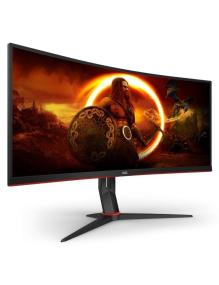 Monitor Gaming Ultrapanorámico Curvo AOC CU34G2X/BK 34'/ WQHD/ 1ms/ 144Hz/ VA/ Negro y Rojo