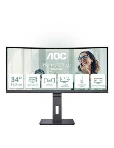 Monitor Profesional Curvo AOC CU34P3CV 34'/ WQHD/ Multimedia/ Regulable en altura/ Negro