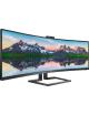 Monitor Profesional Ultrapanorámico Curvo Philips 499P9H 48.8'/ Dual QHD/ Webcam/ Multimedia/ Regulable en altura/ Negro