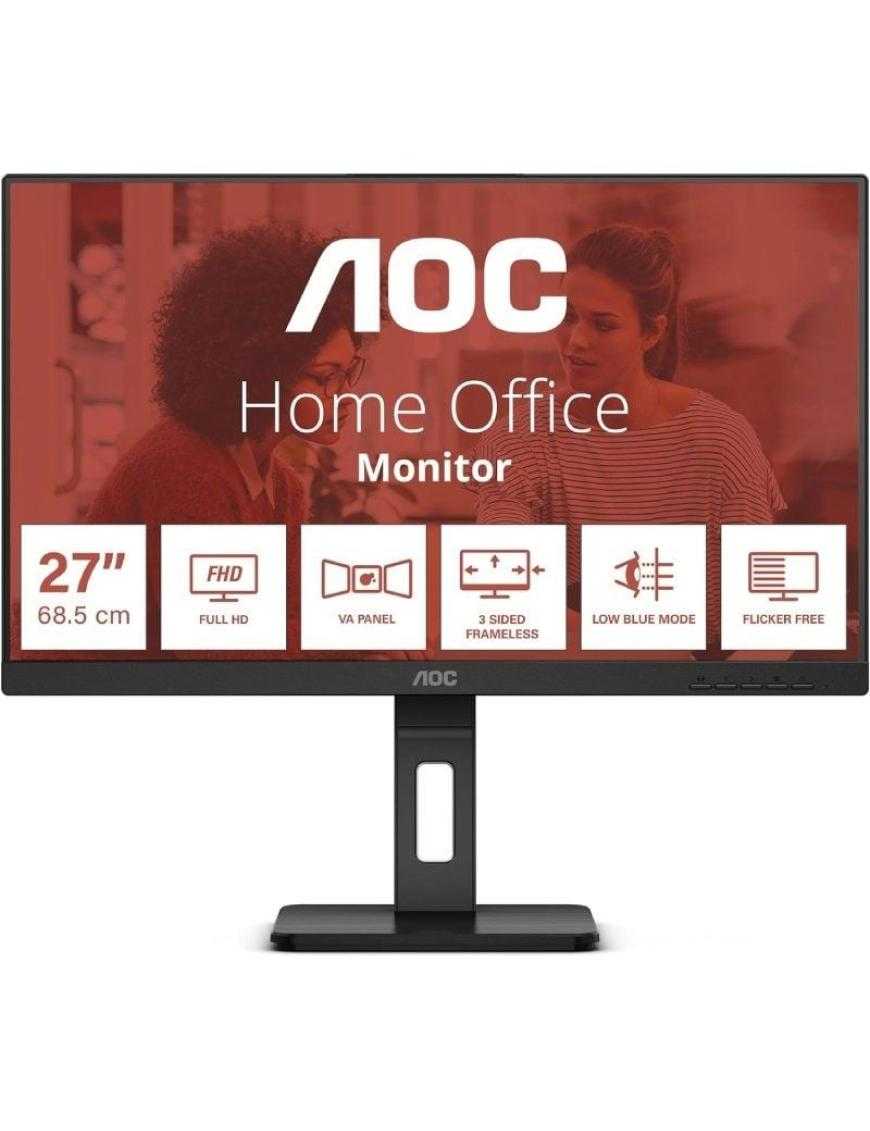 Monitor Profesional AOC 27E3QAF 27'/ Full HD/ Multimedia/ Regulable en altura/ Negro