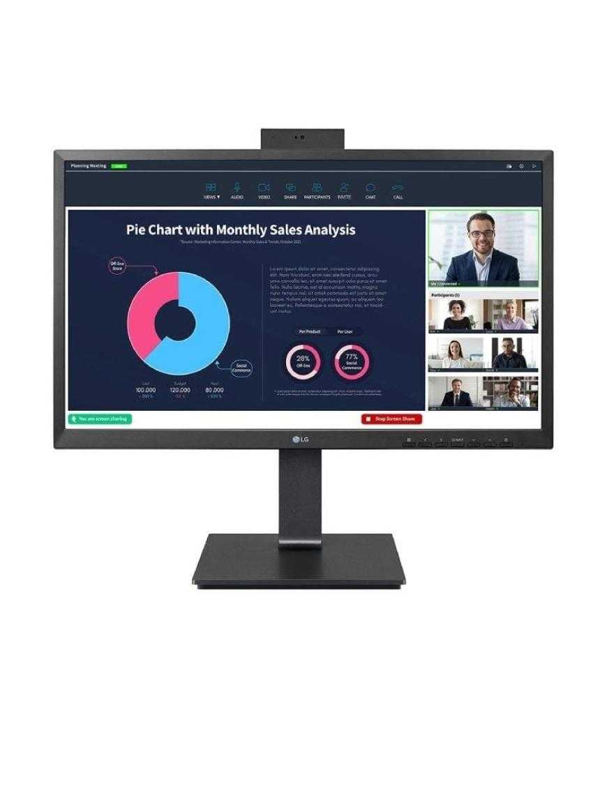 Monitor Profesional LG 24BP75CP-B 23.8'/ Full HD/ Webcam/ Multimedia/ Regulable en altura/ Negro