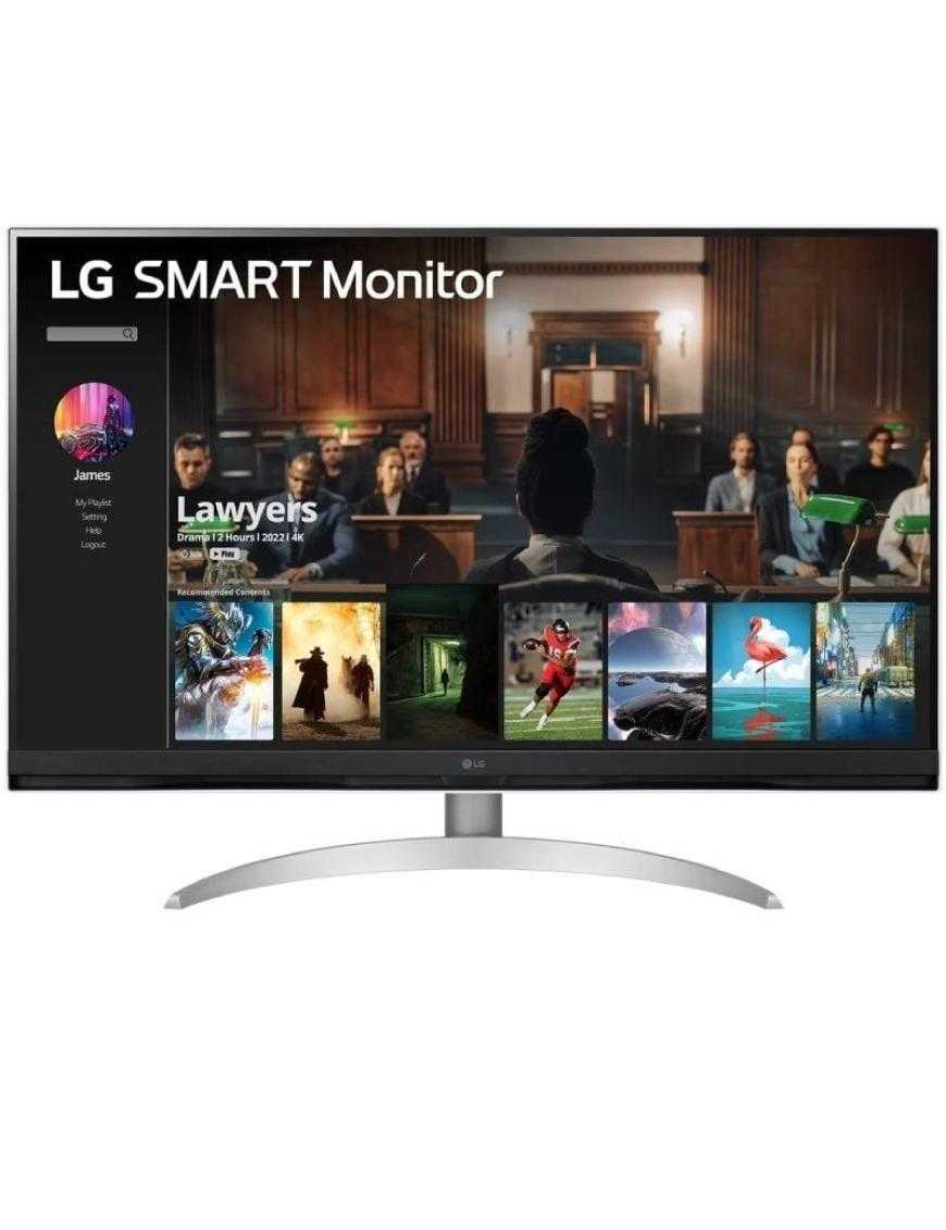 Smart Monitor LG 32SQ700S-W 31.5'/ 4K/ Smart TV/ Multimedia/ Regulable en altura/ Plata y Blanco