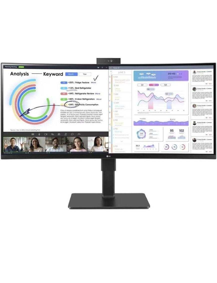 Monitor Profesional Ultrapanorámico Curvo LG 34BQ77QC-B 34'/ WQHD/ Webcam/ Multimedia/ Regulable en altura/ Negro