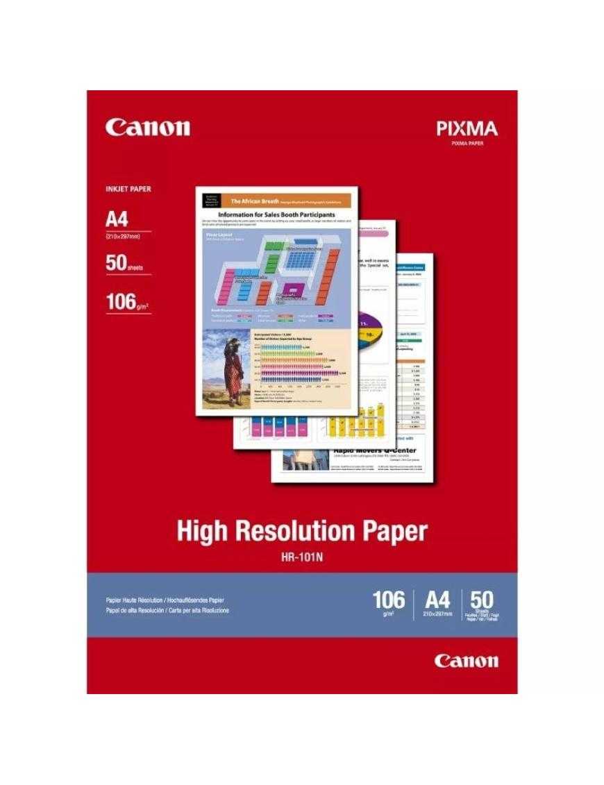 Papel para Impresora de Inyección de Tinta Canon HR-101N/ 21 x 29.7cm/ 106g/ 50 Hojas