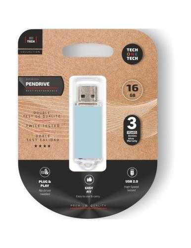 Pendrive 16GB Tech One Tech Basic USB 2.0/ Azul Cielo