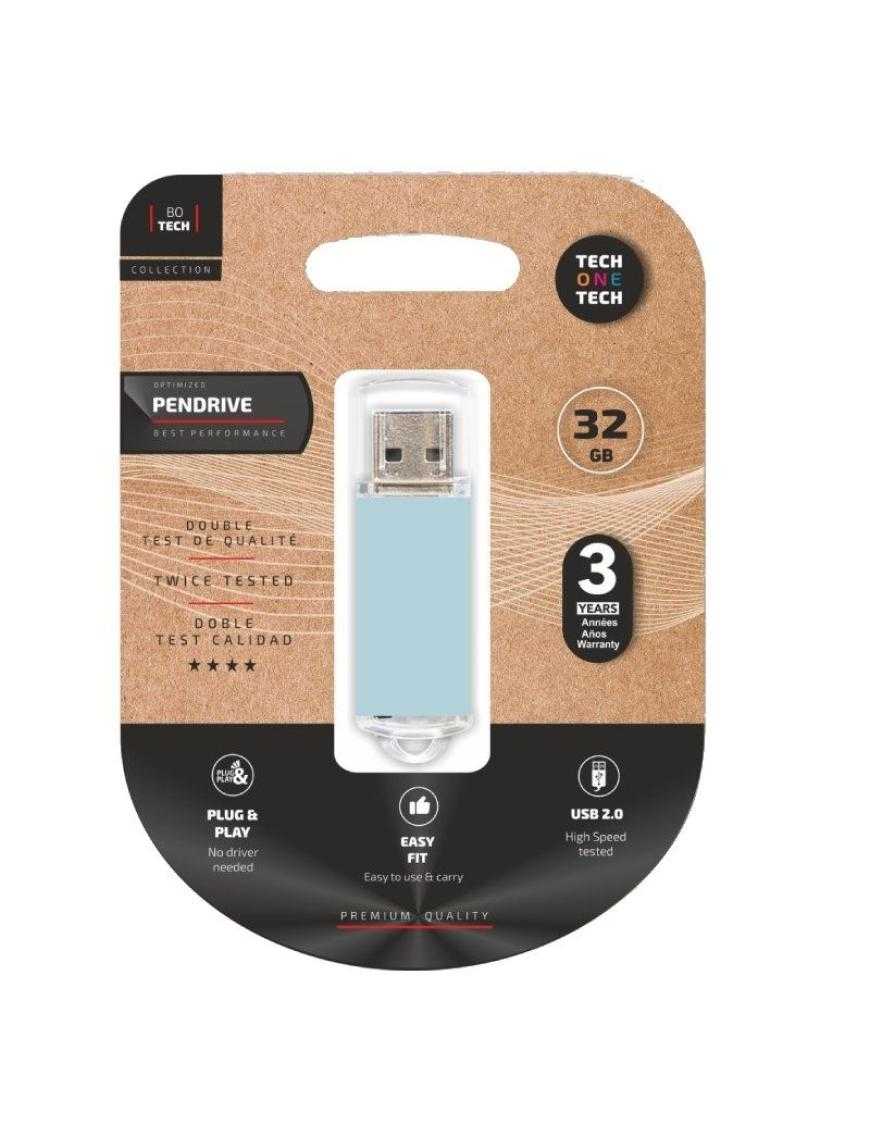 Pendrive 32GB Tech One Tech Basic USB 2.0/ Azul Cielo