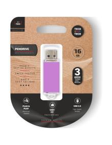 Pendrive 16GB Tech One Tech Basic USB 2.0/ Purpura Claro