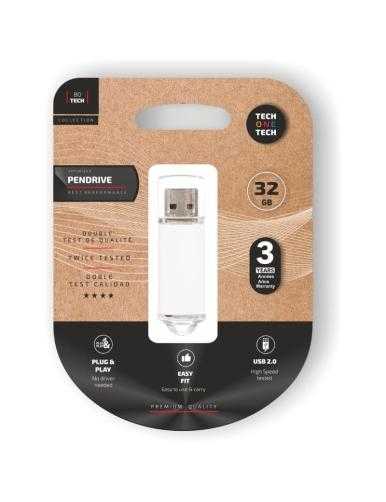 Pendrive 32GB Tech One Tech Basic USB 2.0/ Blanco