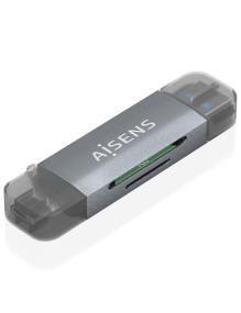 Lector de Tarjetas Externo Aisens ASCR-2AC08-GR/ USB 3.1