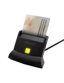 Lector de DNI y Tarjetas Aisens ASCR-SN04CSD-BK/ USB Tipo-C/ Negro