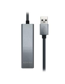 Hub USB 3.0 Aisens A106-0401/ 3xUSB/ 1xRJ45/ Gris