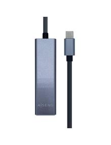 Hub USB Tipo-C Aisens A109-0396/ 3xUSB/ 1xRJ45/ Gris