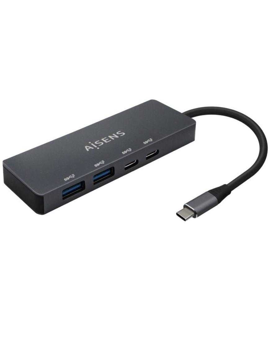 Hub USB Tipo-C Aisens A109-0744/ 2xUSB/ 2xUSB Tipo-C/ Gris