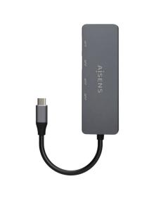 Hub USB Tipo-C Aisens A109-0744/ 2xUSB/ 2xUSB Tipo-C/ Gris