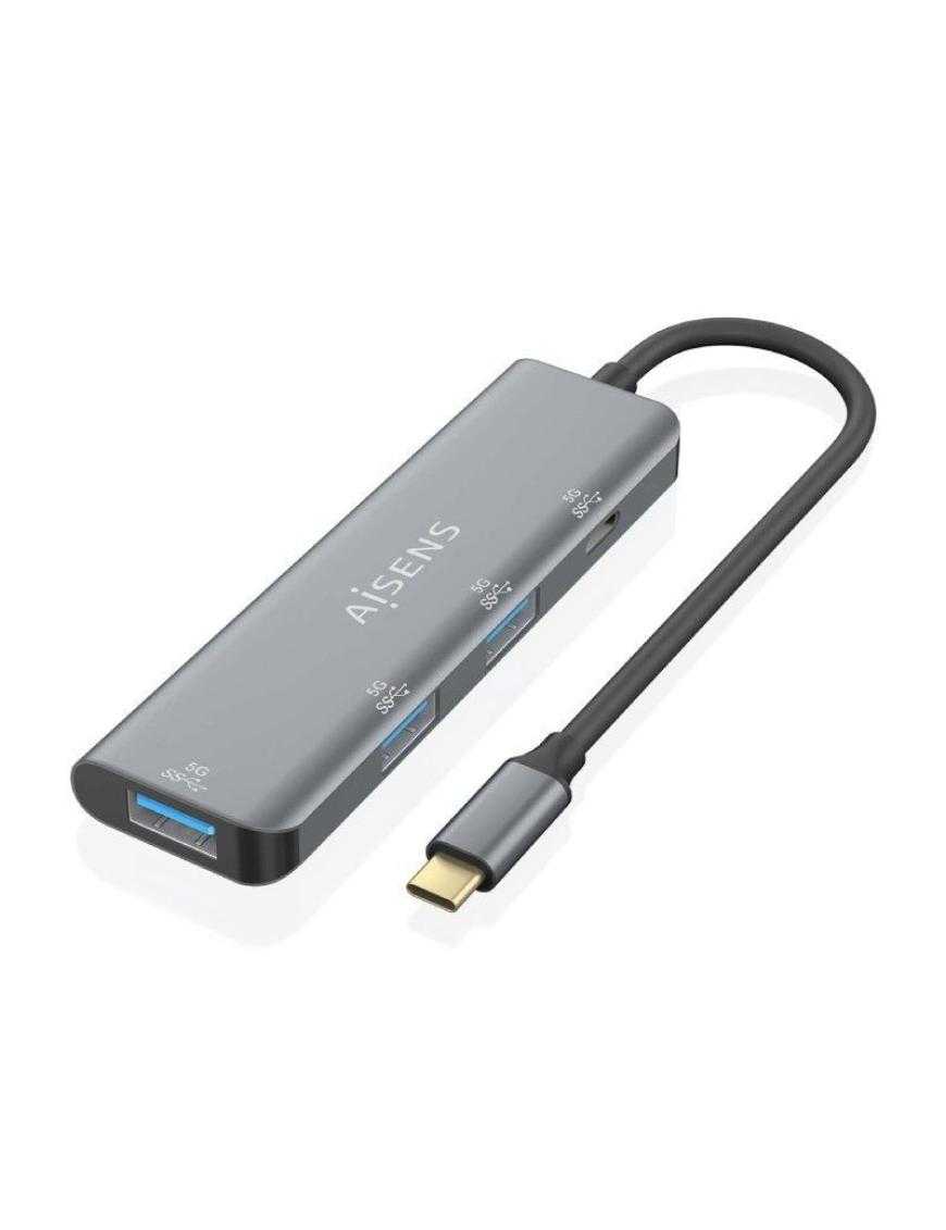 Hub USB Tipo-C Aisens A109-0762/ 3xUSB/ 1xUSB Tipo-C/ Gris