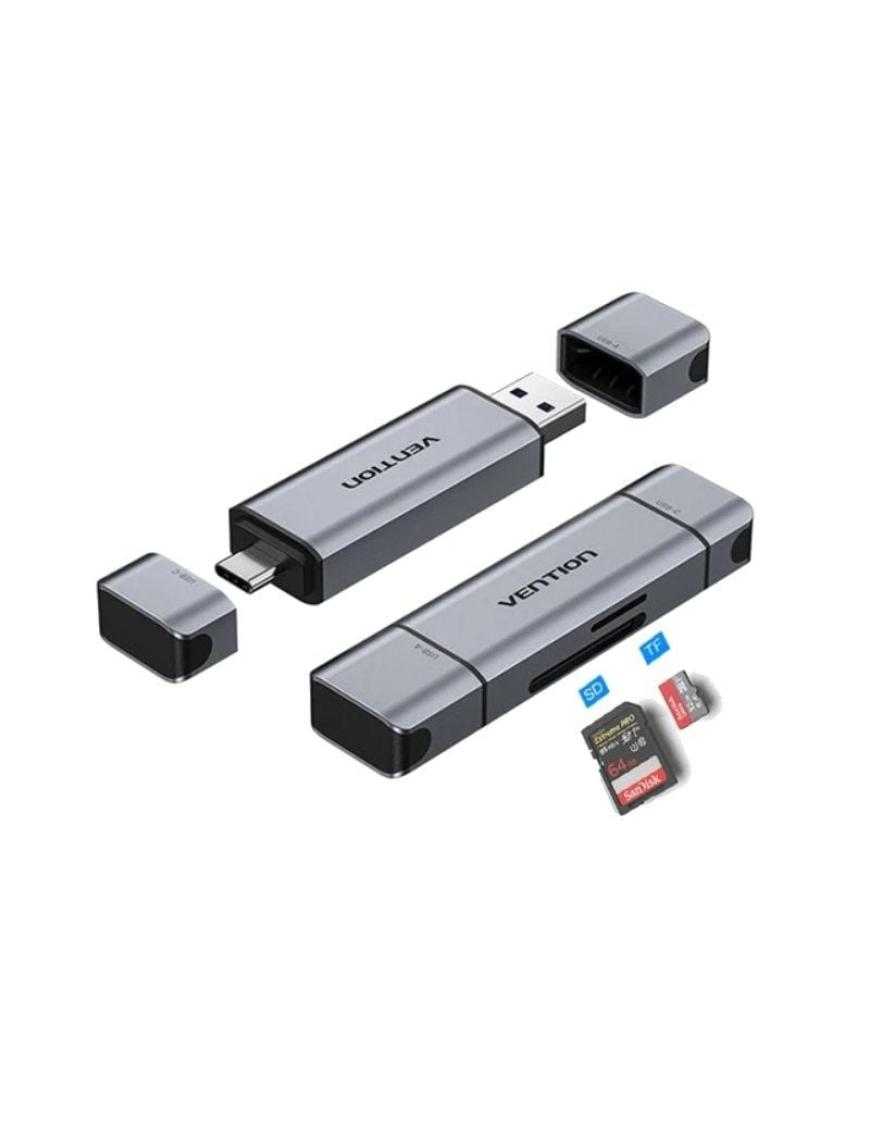 Lector de Tarjetas Externo Vention CLKB0/ USB 3.0 y USB Tipo-C