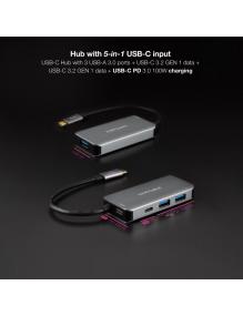 Hub USB 3.2 Gen1 Nanocable 10.16.1005/ 3xUSB/ 1xUSB Tipo-C/ 1xUSB Tipo-C PD