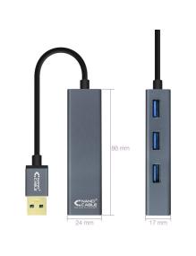 Hub USB 3.0 Nanocable 10.16.4402/ 4xUSB/ Gris