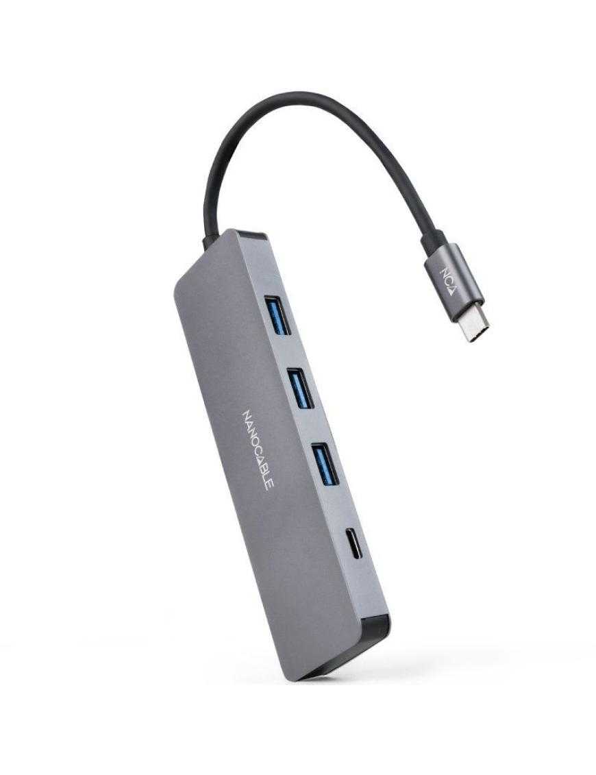 Hub USB Tipo-C Nanocable 10.16.4409/ 3xUSB/ 1xUSB Tipo-C/ Gris