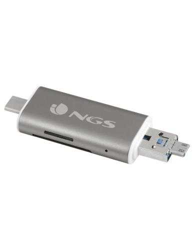 Lector de Tarjetas Externo NGS ALLY READER/ USB 2.0/ USB Tipo-C / Micro USB