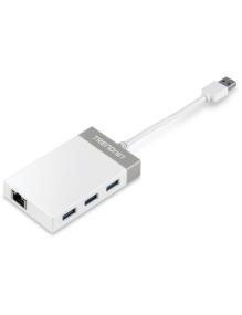 Hub USB 3.0 Trendnet TU3-ETGH3/ 3xUSB/ 1xRJ45/ Blanco y Gris