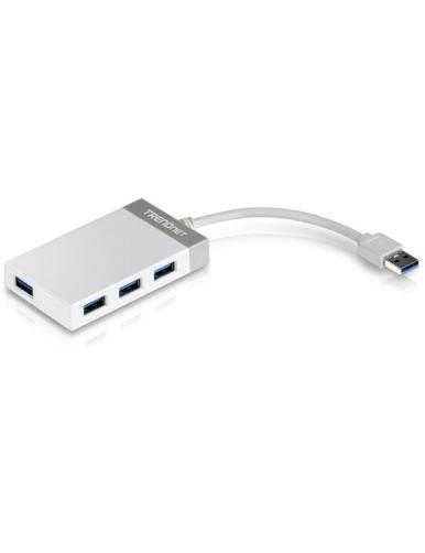 Hub USB 3.0 Trendnet TU3-H4E/ 4xUSB/ Blanco y Gris