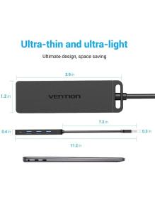 Hub USB 3.0 Vention CHLBB/ 4xUSB/ 1xMicroUSB PD