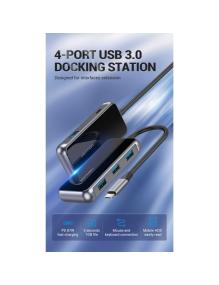 Hub USB Tipo-C Vention TFDHB/ 4xUSB/ 1xUSB Tipo-C PD/ Gris