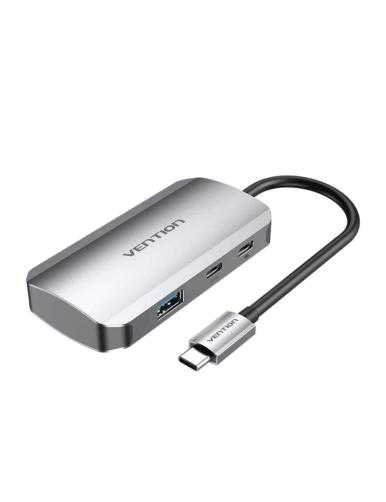 Hub USB Tipo-C Vention TNDHB/ 3xUSB/ 1xUSB Tipo-C/ 1xUSB Tipo-C PD