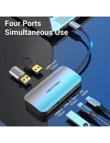 Hub USB Tipo-C Vention TNDHB/ 3xUSB/ 1xUSB Tipo-C/ 1xUSB Tipo-C PD