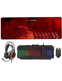 Pack Gaming Mars Gaming MCPRGB2/ Teclado RGB + Ratón Óptico + Alfombrilla XXL + Auriculares