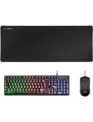 Pack Gaming Mars Gaming MCPX/ Teclado H-MECH + Ratón Óptico + Alfombrilla/ Negro